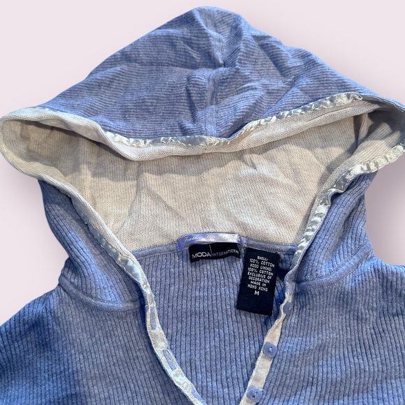 Women's MODA International Lilac Layered Hoodie Long Sleeve Top Sz Medium - Picture 7 of 10